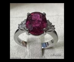 ANELLO ORO 18kt. CON DIAMANTI E TORMALINA ROSA