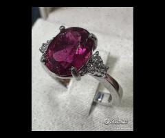 ANELLO ORO 18kt. CON DIAMANTI E TORMALINA ROSA