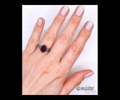 ANELLO ORO 18kt. CON DIAMANTI E TORMALINA ROSA