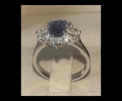 ANELLO ORO 18kt. CON DIAMANTI E ZAFFIRO BIRMANO