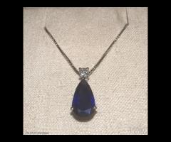 COLLANA ORO 18kt. CON DIAMANTE E ZAFFIRO GOCCIA