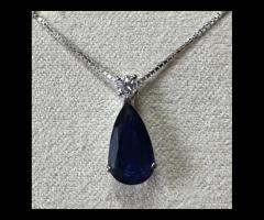 COLLANA ORO 18kt. CON DIAMANTE E ZAFFIRO GOCCIA