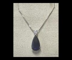 COLLANA ORO 18kt. CON DIAMANTE E ZAFFIRO GOCCIA