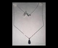 COLLANA ORO 18kt. CON DIAMANTE E ZAFFIRO GOCCIA