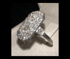 ANELLO ANTICO IN PLATINO DIAMANTI ANTICHI CUSCINO - 6