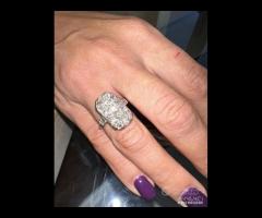 ANELLO ANTICO IN PLATINO DIAMANTI ANTICHI CUSCINO - 11