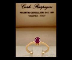 ANELLO SOLITARIO ORO ROSA 18kt. CON RUBINO OVALE - 7