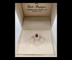 ANELLO SOLITARIO ORO ROSA 18kt. CON RUBINO OVALE - 8