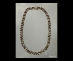 COLLANA CUBANA ARGENTO ROSSO 925 E ZIRCONI