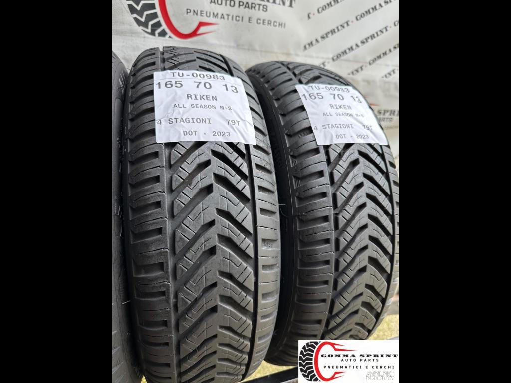 4 PNEUMATICI 165/70 R13 RIKEN 4 STAGIONI SEMINUOVE - 8/9