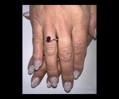 ANELLO ORO BIANCO 18kt. CON DIAMANTI E RUBINO - 6