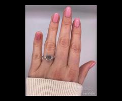 ANELLO ORO BIANCO 18kt. DIAMANTI ED ACQUAMARINA