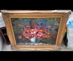 Codice: 5029 QUADRO OLOIO SU TELA VASO CON FIORI