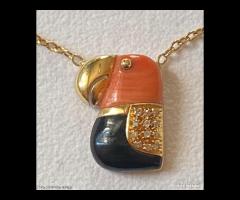 COLLANA VINTAGE PAPPAGALLO ORO 18kt. E PIETRE