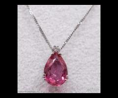 COLLANA ORO 18kt. DIAMANTE E GOCCIA TORMALINA ROSA