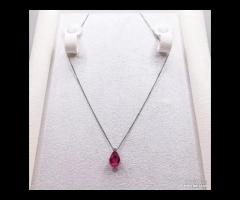 COLLANA ORO 18kt. DIAMANTE E GOCCIA TORMALINA ROSA