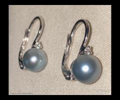 ORECCHINI ORO BIANCO 18kt. DIAMANTI E PERLE AKOYA