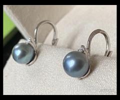 ORECCHINI ORO BIANCO 18kt. DIAMANTI E PERLE AKOYA