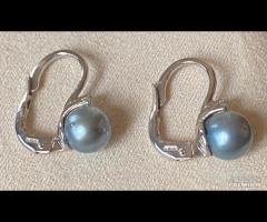 ORECCHINI ORO BIANCO 18kt. DIAMANTI E PERLE AKOYA