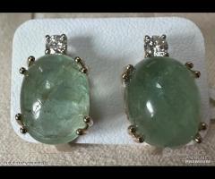 ORECCHINI ORO GIALLO 18kt. DIAMANTI E SMERALDI