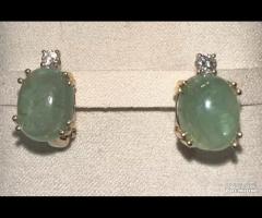 ORECCHINI ORO GIALLO 18kt. DIAMANTI E SMERALDI