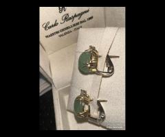 ORECCHINI ORO GIALLO 18kt. DIAMANTI E SMERALDI