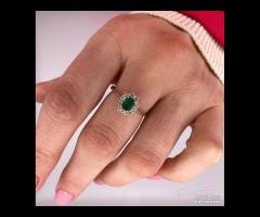 ANELLO ORO 18kt. DIAMANTI E SMERALDO GARANZIA