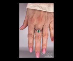 ANELLO ORO 18kt. DIAMANTI E SMERALDO GARANZIA - 6