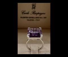 ANELLO SOLITARIO ORO 18kt. CON GRANDE AMETISTA