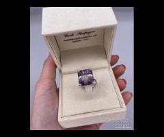 ANELLO SOLITARIO ORO 18kt. CON GRANDE AMETISTA