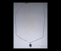 COLLANA ORO BIANCO 18kt. DIAMANTI E ZAFFIRO BLU