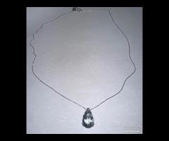 COLLANA ORO 18kt. DIAMANTE ED ACQUAMARINA GOCCIA
