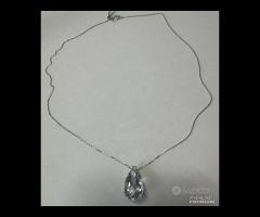 COLLANA ORO 18kt. DIAMANTE ED ACQUAMARINA GOCCIA