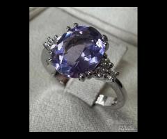 ANELLO ORO 18kt. DIAMANTI ED AMETISTA NATURALE