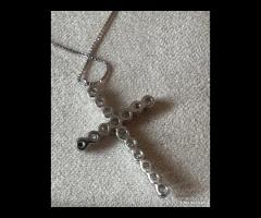COLLANA CROCE ORO BIANCO 18kt. E DIAMANTI NATURALI