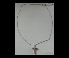 COLLANA CROCE ORO BIANCO 18kt. E DIAMANTI NATURALI