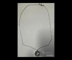 COLLANA CUORE ORO 18kt. DIAMANTE ED ACQUAMARINA