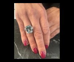 ANELLO ORO 18kt. DIAMANTI E GRANDE ACQUAMARINA
