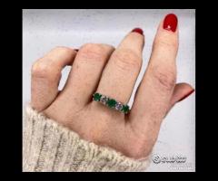 FEDINA IN ORO BIANCO 18kt. DIAMANTI E SMERALDI