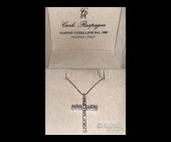 COLLANA CROCE ORO BIANCO 18kt. E DIAMANTI NATURALI
