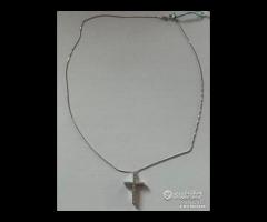 COLLANA CROCE ORO BIANCO 18kt. E DIAMANTI NATURALI