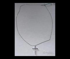 COLLANA CROCE ORO BIANCO 18kt. E DIAMANTI NATURALI