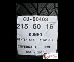 2 PNEUMATICI 215/60 R16 KUMHO INVERNALI 75%